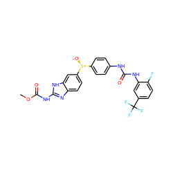 COC(=O)Nc1nc2ccc([S@@+]([O-])c3ccc(NC(=O)Nc4cc(C(F)(F)F)ccc4F)cc3)cc2[nH]1 ZINC000014965547