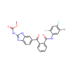 COC(=O)Nc1nc2ccc(C(=O)c3ccccc3C(=O)Nc3cc(Br)c(F)cc3F)cc2[nH]1 ZINC000223087809