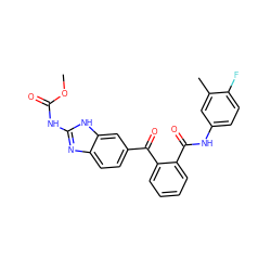 COC(=O)Nc1nc2ccc(C(=O)c3ccccc3C(=O)Nc3ccc(F)c(C)c3)cc2[nH]1 ZINC000230443484