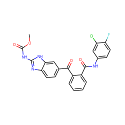 COC(=O)Nc1nc2ccc(C(=O)c3ccccc3C(=O)Nc3ccc(F)c(Cl)c3)cc2[nH]1 ZINC000142877948