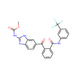 COC(=O)Nc1nc2ccc(C(=O)c3ccccc3C(=O)Nc3cccc(C(F)(F)F)c3)cc2[nH]1 ZINC000226279762