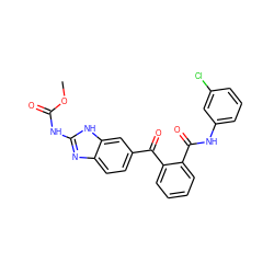 COC(=O)Nc1nc2ccc(C(=O)c3ccccc3C(=O)Nc3cccc(Cl)c3)cc2[nH]1 ZINC000230520074