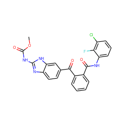 COC(=O)Nc1nc2ccc(C(=O)c3ccccc3C(=O)Nc3cccc(Cl)c3F)cc2[nH]1 ZINC000219820198