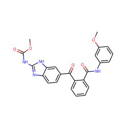 COC(=O)Nc1nc2ccc(C(=O)c3ccccc3C(=O)Nc3cccc(OC)c3)cc2[nH]1 ZINC000231414619