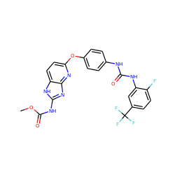 COC(=O)Nc1nc2nc(Oc3ccc(NC(=O)Nc4cc(C(F)(F)F)ccc4F)cc3)ccc2[nH]1 ZINC000084394806