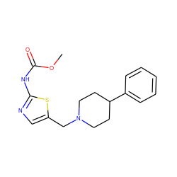 COC(=O)Nc1ncc(CN2CCC(c3ccccc3)CC2)s1 ZINC000000340359