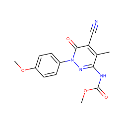 COC(=O)Nc1nn(-c2ccc(OC)cc2)c(=O)c(C#N)c1C ZINC000001425327