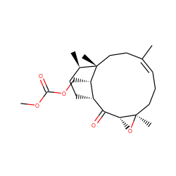 COC(=O)OC[C@H]1[C@H]2CC[C@@H](C)[C@]1(C)CC/C(C)=C/CC[C@@]1(C)O[C@@H]1C2=O ZINC000027563440