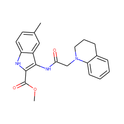 COC(=O)c1[nH]c2ccc(C)cc2c1NC(=O)CN1CCCc2ccccc21 ZINC000002286147