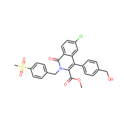 COC(=O)c1c(-c2ccc(CO)cc2)c2cc(Cl)ccc2c(=O)n1Cc1ccc(S(C)(=O)=O)cc1 ZINC000029063484