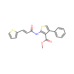 COC(=O)c1c(-c2ccccc2)csc1NC(=O)/C=C/c1cccs1 ZINC000000673533