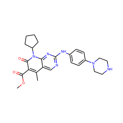 COC(=O)c1c(C)c2cnc(Nc3ccc(N4CCNCC4)cc3)nc2n(C2CCCC2)c1=O ZINC000013641566