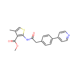 COC(=O)c1c(C)csc1NC(=O)Cc1ccc(-c2ccncc2)cc1 ZINC000066073813