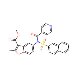 COC(=O)c1c(C)oc2ccc(N(C(=O)c3ccncc3)S(=O)(=O)c3ccc4ccccc4c3)cc12 ZINC000008683948