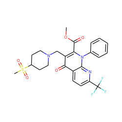 COC(=O)c1c(CN2CCC(S(C)(=O)=O)CC2)c(=O)c2ccc(C(F)(F)F)nc2n1-c1ccccc1 ZINC000095560199