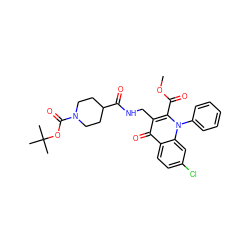 COC(=O)c1c(CNC(=O)C2CCN(C(=O)OC(C)(C)C)CC2)c(=O)c2ccc(Cl)cc2n1-c1ccccc1 ZINC000096170220