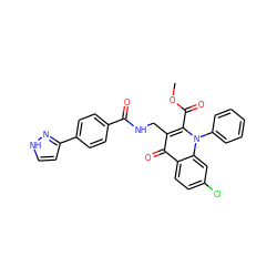 COC(=O)c1c(CNC(=O)c2ccc(-c3cc[nH]n3)cc2)c(=O)c2ccc(Cl)cc2n1-c1ccccc1 ZINC000096170214