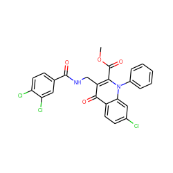 COC(=O)c1c(CNC(=O)c2ccc(Cl)c(Cl)c2)c(=O)c2ccc(Cl)cc2n1-c1ccccc1 ZINC000096170236