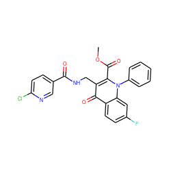 COC(=O)c1c(CNC(=O)c2ccc(Cl)nc2)c(=O)c2ccc(F)cc2n1-c1ccccc1 ZINC000096170262