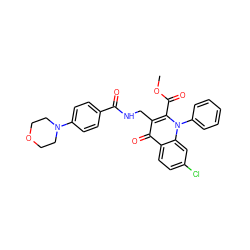 COC(=O)c1c(CNC(=O)c2ccc(N3CCOCC3)cc2)c(=O)c2ccc(Cl)cc2n1-c1ccccc1 ZINC000096170215