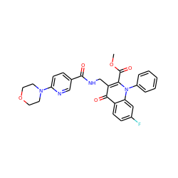 COC(=O)c1c(CNC(=O)c2ccc(N3CCOCC3)nc2)c(=O)c2ccc(F)cc2n1-c1ccccc1 ZINC000096170261