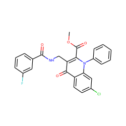 COC(=O)c1c(CNC(=O)c2cccc(F)c2)c(=O)c2ccc(Cl)cc2n1-c1ccccc1 ZINC000096170230