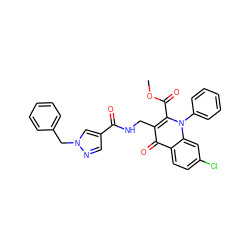 COC(=O)c1c(CNC(=O)c2cnn(Cc3ccccc3)c2)c(=O)c2ccc(Cl)cc2n1-c1ccccc1 ZINC000096170211