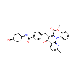 COC(=O)c1c(Cc2ccc(C(=O)N[C@H]3CC[C@H](O)CC3)cc2)c(=O)c2ccc(C)nc2n1-c1ccccc1 ZINC000254135281