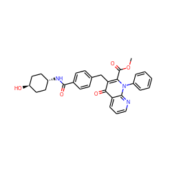 COC(=O)c1c(Cc2ccc(C(=O)N[C@H]3CC[C@H](O)CC3)cc2)c(=O)c2cccnc2n1-c1ccccc1 ZINC000254134987