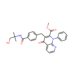 COC(=O)c1c(Cc2ccc(C(=O)NC(C)(C)CO)cc2)c(=O)c2cccnc2n1-c1ccccc1 ZINC000095576533