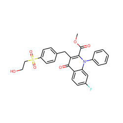 COC(=O)c1c(Cc2ccc(S(=O)(=O)CCO)cc2)c(=O)c2ccc(F)cc2n1-c1ccccc1 ZINC000095557905