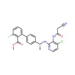 COC(=O)c1c(F)cccc1-c1ccc([C@@H](C)Nc2nccc(Cl)c2NC(=O)CC#N)cc1 ZINC000036161732