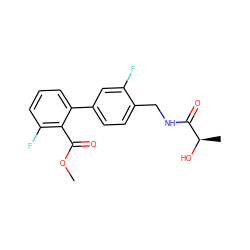 COC(=O)c1c(F)cccc1-c1ccc(CNC(=O)[C@@H](C)O)c(F)c1 ZINC000029128694