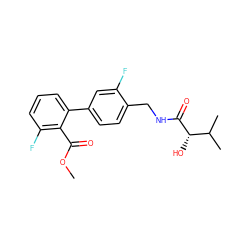 COC(=O)c1c(F)cccc1-c1ccc(CNC(=O)[C@@H](O)C(C)C)c(F)c1 ZINC000029128644