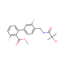 COC(=O)c1c(F)cccc1-c1ccc(CNC(=O)C(C)(C)O)c(F)c1 ZINC000029128746