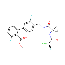 COC(=O)c1c(F)cccc1-c1ccc(CNC(=O)C2(NC(=O)[C@@H](F)Cl)CC2)c(F)c1 ZINC000035090673