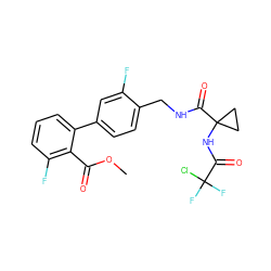 COC(=O)c1c(F)cccc1-c1ccc(CNC(=O)C2(NC(=O)C(F)(F)Cl)CC2)c(F)c1 ZINC000035090671