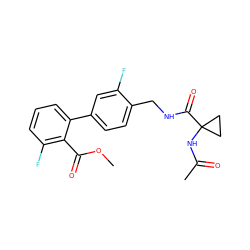 COC(=O)c1c(F)cccc1-c1ccc(CNC(=O)C2(NC(C)=O)CC2)c(F)c1 ZINC000035090714