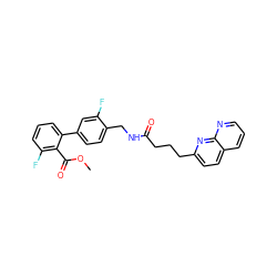 COC(=O)c1c(F)cccc1-c1ccc(CNC(=O)CCCc2ccc3cccnc3n2)c(F)c1 ZINC000095571867