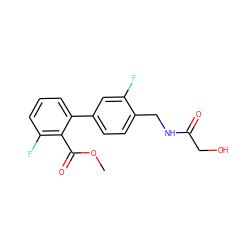 COC(=O)c1c(F)cccc1-c1ccc(CNC(=O)CO)c(F)c1 ZINC000029128796