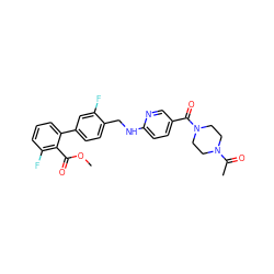 COC(=O)c1c(F)cccc1-c1ccc(CNc2ccc(C(=O)N3CCN(C(C)=O)CC3)cn2)c(F)c1 ZINC000036161512