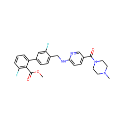 COC(=O)c1c(F)cccc1-c1ccc(CNc2ccc(C(=O)N3CCN(C)CC3)cn2)c(F)c1 ZINC000034893255