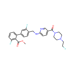 COC(=O)c1c(F)cccc1-c1ccc(CNc2ccc(C(=O)N3CCN(CCF)CC3)cn2)c(F)c1 ZINC000036161568