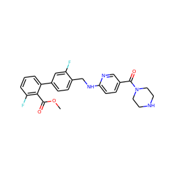 COC(=O)c1c(F)cccc1-c1ccc(CNc2ccc(C(=O)N3CCNCC3)cn2)c(F)c1 ZINC000036161658