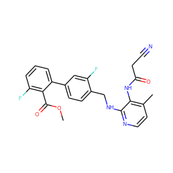 COC(=O)c1c(F)cccc1-c1ccc(CNc2nccc(C)c2NC(=O)CC#N)c(F)c1 ZINC000036161464