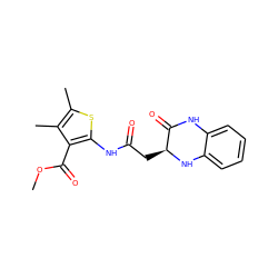 COC(=O)c1c(NC(=O)C[C@@H]2Nc3ccccc3NC2=O)sc(C)c1C ZINC000000916927