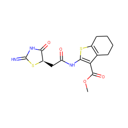 COC(=O)c1c(NC(=O)C[C@H]2SC(=N)NC2=O)sc2c1CCCC2 ZINC000006003783