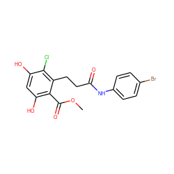 COC(=O)c1c(O)cc(O)c(Cl)c1CCC(=O)Nc1ccc(Br)cc1 ZINC000299833872