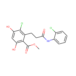 COC(=O)c1c(O)cc(O)c(Cl)c1CCC(=O)Nc1ccccc1Cl ZINC000299839449