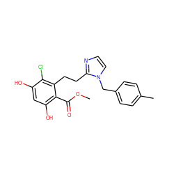 COC(=O)c1c(O)cc(O)c(Cl)c1CCc1nccn1Cc1ccc(C)cc1 ZINC000653916432